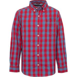 Tommy Hilfiger Boys’ Long Sleeve Woven Button-down Shirt, Lightweight & Breathable(Kirk Fireside Plaid)