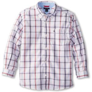 Tommy Hilfiger Boys’ Long Sleeve Woven Button-down Shirt, Lightweight & Breathable(Samuel Classic White)