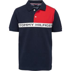 Tommy Hilfiger Boys’ Short Sleeve Fashion Polo Shirt, Button Closure, Soft & Comfortable(Nasir Swim Navy)