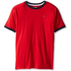 Tommy Hilfiger Boys’ Short Sleeve Ken Ringer Crew Neck T-Shirt, Soft, Comfortable, Relaxed Fit(Regal Red)