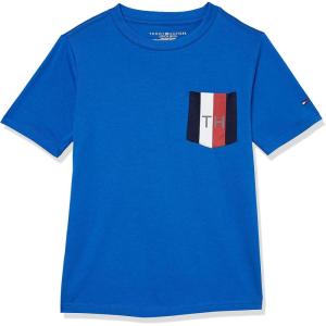 Tommy Hilfiger Boys Short Sleeve Script T-Shirt, Crew Neckline, Lightweight(Blue Iolite Fb56)