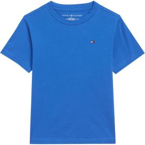 Tommy Hilfiger Boys Short Sleeve Script T-Shirt, Crew Neckline, Lightweight(Classic Blue Iolite)