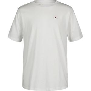 Tommy Hilfiger Boys Short Sleeve Script T-Shirt, Crew Neckline, Lightweight(Classic Bright White)