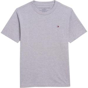 Tommy Hilfiger Boys Short Sleeve Script T-Shirt, Crew Neckline, Lightweight(Classic Grey Heather)