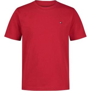 Tommy Hilfiger Boys Short Sleeve Script T-Shirt, Crew Neckline, Lightweight(Classic Scarlet Sage)