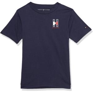Tommy Hilfiger Boys Short Sleeve Solid Matt Crew Neck T-Shirt, Soft, Comfortable, Relaxed Fit(Navy Blazer)