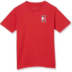 Tommy Hilfiger Boys Short Sleeve Solid Matt Crew Neck T-Shirt, Soft, Comfortable, Relaxed Fit(Scarlet Sage)