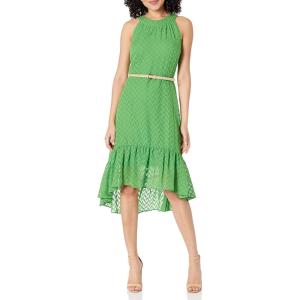Tommy Hilfiger Hydrangea Sketch High-Low Halter Neck Dress(New Leaf)