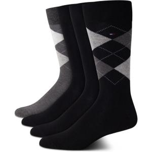 Tommy Hilfiger Mens Dress Socks – 4 Pack Lightweight Cotton Blend Everyday Crew Work Socks for Men for Casual & Formal Wear(Black Assorted)