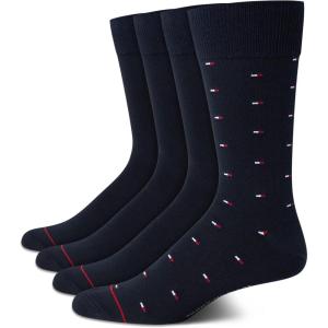 Tommy Hilfiger Mens Dress Socks – 4 Pack Lightweight Cotton Blend Everyday Crew Work Socks for Men for Casual & Formal Wear(Navy)