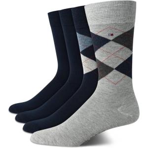 Tommy Hilfiger Mens Dress Socks – 4 Pack Lightweight Cotton Blend Everyday Crew Work Socks for Men for Casual & Formal Wear(Navy Assorted)