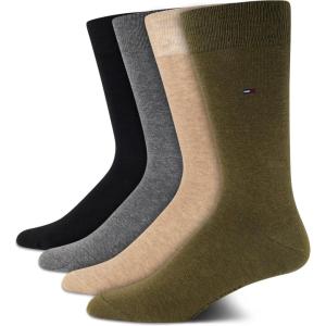Tommy Hilfiger Mens Dress Socks – 4 Pack Lightweight Cotton Blend Everyday Crew Work Socks for Men for Casual & Formal Wear(Olive)