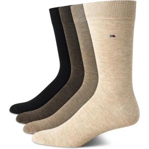 Tommy Hilfiger Mens Dress Socks – 4 Pack Lightweight Cotton Blend Everyday Crew Work Socks for Men for Casual & Formal Wear(Taupe Heather Assort)