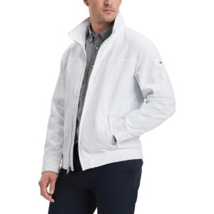 Tommy Hilfiger Men’s Lightweight Waterproof Regatta Bomber Jacket(Sustainable Optic White)