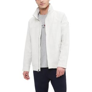 Tommy Hilfiger Men’s Lightweight Waterproof Regatta Bomber Jacket(Sustainable Silver Birch)