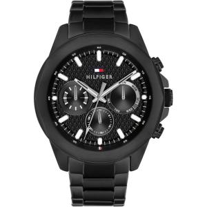 Tommy Hilfiger Men’s Multifunction Quartz Watch – Stainless Steel Case, 5 ATM Water Resistant, Urban Style Timepiece, Gift for Him(Black)