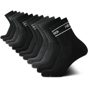 Tommy Hilfiger Mens Quarter Socks – 12 Pack Athletic Performance Cushioned Quarter Length Ankle Socks for Men for Running(Black Grey Assorted)