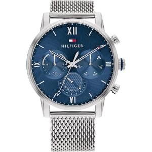 Tommy Hilfiger Men’s Quartz Multifunction Stainless Steel and Link Bracelet Watch, Color: Black (Model: 1791879)(Blue)