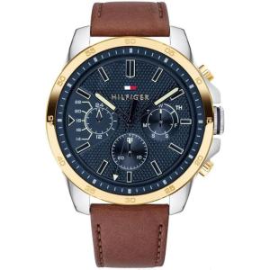Tommy Hilfiger Men’s Quartz Stainless Steel and Leather Strap Casual Watch, Color: Brown (Model: 1791561)