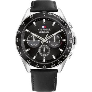 Tommy Hilfiger Men’s Stainless Steel Quartz Watches(Black Leather)