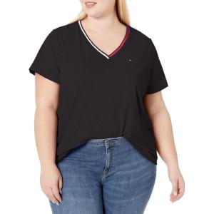 Tommy Hilfiger Plus Size Short Sleeve Solid V-Neck Tee(Sky Captain)