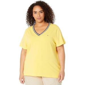 Tommy Hilfiger Plus Size Short Sleeve Solid V-Neck Tee(Snapdrgn)