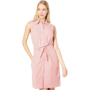 Tommy Hilfiger Sleeveless Gingham Shirtdress(Geranium/Bright White)