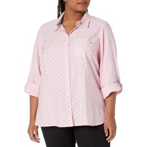 Tommy Hilfiger Womens Button Down Long Sleeve Collared Shirt with Chest Pocket(Daisy Floral)