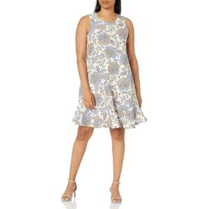 Tommy Hilfiger Womens Lace Trim Short Sleeve Shift Dress(Ivory Multi)