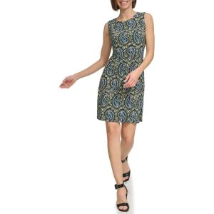 Tommy Hilfiger Womens Lace Trim Short Sleeve Shift Dress(Sky Captain/Mykonos)