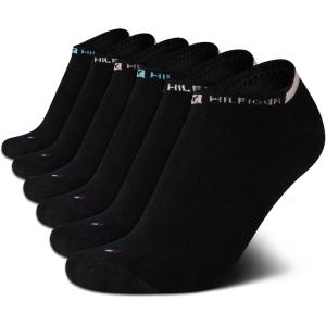 Tommy Hilfiger Womens No Show Socks – 6 Pack Cotton Blend Lightweight Cushioned Flat Liner Socks for Women(Black Multi)