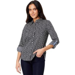Tommy Hilfiger Women’s Roll Tab Shirt(Mini Quad Ditsy/Sky Captain Multi)