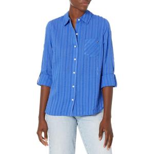 Tommy Hilfiger Women’s Roll Tab Shirt(Provence Blue Stripe)