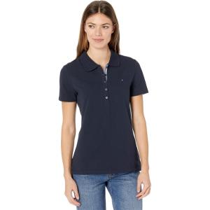 Tommy Hilfiger Women’s Solid Short Sleeve Pique Polo Shirt(Navy)
