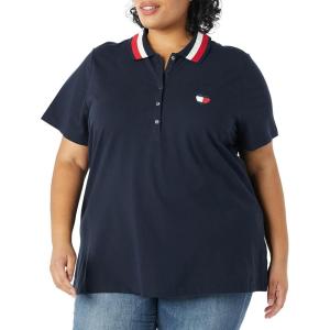 Tommy Hilfiger Women’s Solid Short Sleeve Pique Polo Shirt(Sky Captain)