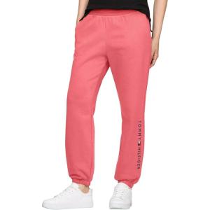 Tommy Hilfiger Womens Tapered Fleece Jogger Sweatpants(Light Crimson)
