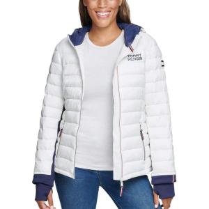 Tommy Hilfiger Women’s Zip-up Packable Jacket(Bright White/Navy)