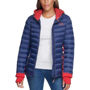 Tommy Hilfiger Women’s Zip-up Packable Jacket(Navy/Crimson)