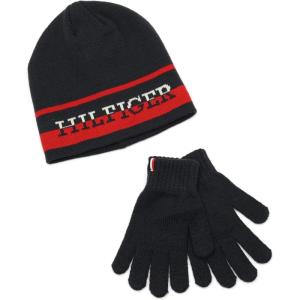 Tommy Hilfiger boys Split Monotype Hat and Gloves Set(Navy Blazer)