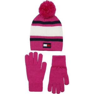Tommy Hilfiger girls Beanie and Glove Set(Pink)