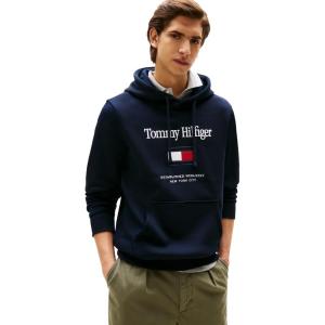 Tommy Hilfiger mens Medium Weight Cotton Hoodie Sweatshirt With Embroidered Logo(Desert Sky)