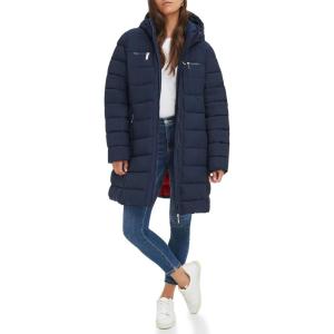 Tommy Hilfiger women Solid Long Puffer Untrimmed Hood Long Jacket(Navy)