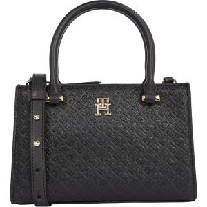 Tommy Hilfiger womens Monogram Mini Tote Bag With Removable Crossbody Strap(Black)