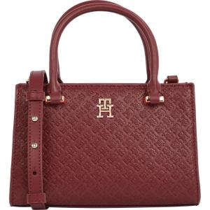 Tommy Hilfiger womens Monogram Mini Tote Bag With Removable Crossbody Strap(Raspberry Truffle)