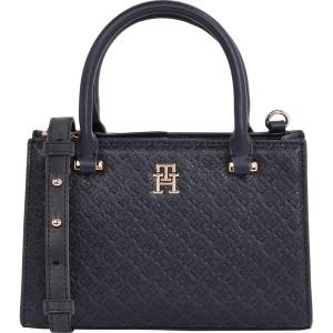 Tommy Hilfiger womens Monogram Mini Tote Bag With Removable Crossbody Strap(Space Blue)