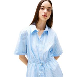 Tommy Jeans Womens Casual Shirt Dress with Mini Stripe(Surgarplum / Stripe)