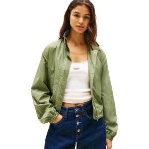 Tommy Jeans womens Lightweight Varsity Windbreaker Jacket With Logo Detail(Aruba Green)