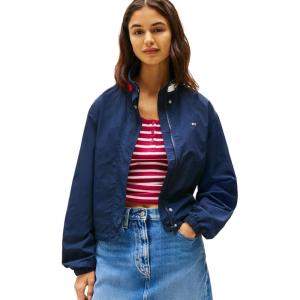 Tommy Jeans womens Lightweight Varsity Windbreaker Jacket With Logo Detail(Dark Night Navy)