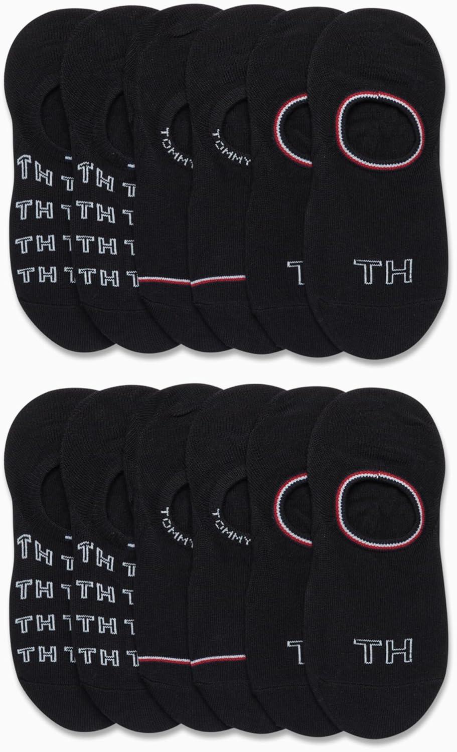 imageTommy Hilfiger Womens Liner Socks 12 Pack Cotton Blend Lightweight Performance No Show Shoe Sock Liners for WomenAll Black