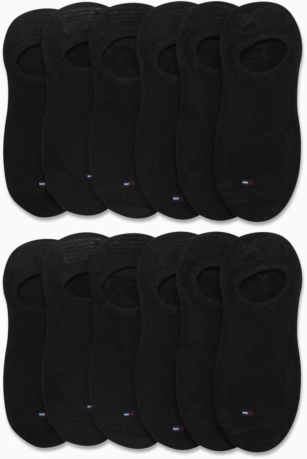 imageTommy Hilfiger Womens Liner Socks 12 Pack Cotton Blend Lightweight Performance No Show Shoe Sock Liners for WomenBlack Logo